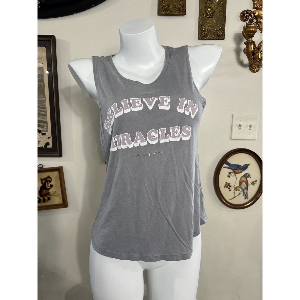 Spiritual Gangster Heather Grey Believe in Miracles Graphic Tank Top Size XS